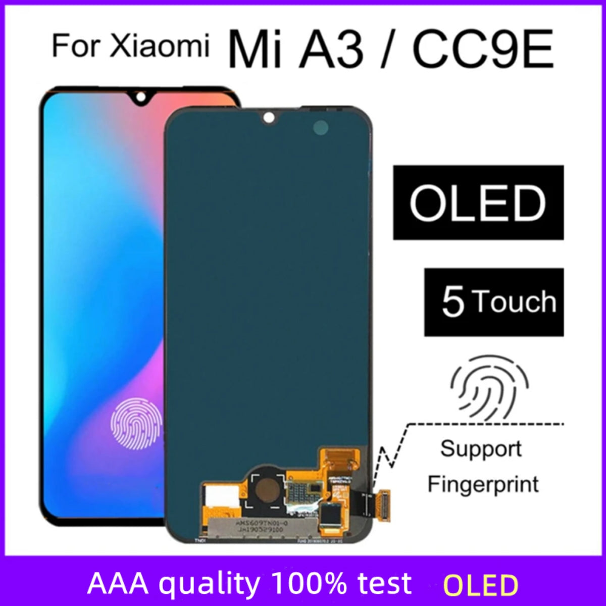 TFT LCD Screen for Xiaomi Mi CC9e / Mi A3 Digitizer Full Assembly with  Frame(Blue)