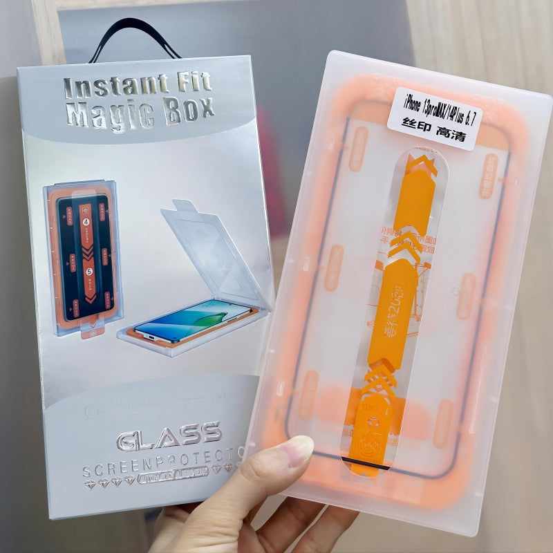 Instant Fit Magic Box Tempered Glass for iPhone Easy Applicator Screen  Protector