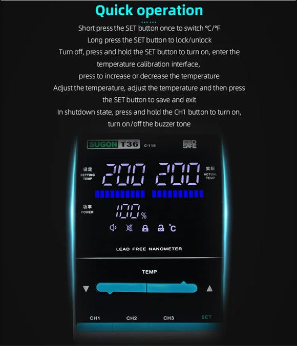 SUGON T36 Nano Soldering Station 1S Rapid Heating With Original Soldering Tip for Integrated Circuit Component Welding Tool