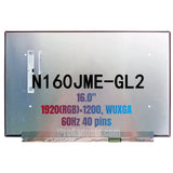 Replacement New Display N160JME-GL2 16.0 inch Matrix Panel LCD Screen EDP 40Pins 60hz