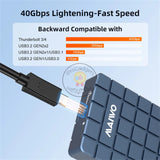 Maiwo USB 4.0 40Gbps M.2 NVMe SSD Enclosure Compatible M2 To Type-c 4.0 8TB Solid State Drive Case with Thunderbolt 4/3 Hard Box