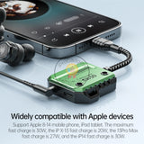 30W Adapter Plextone GS1 2-in-1 Light Ning Charger to 3.5mm Headphone Music Jack Earphones Hi-Res PD Fast Charge Adapter