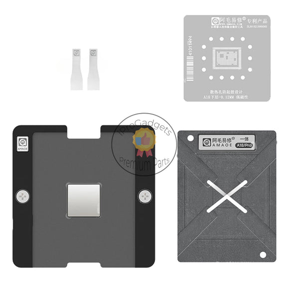 Amaoe 0.12mm Lower Layer (CPU) BGA Reballing Stencil Platform Set for Apple A18 / iPhone 16 / 16 Plus