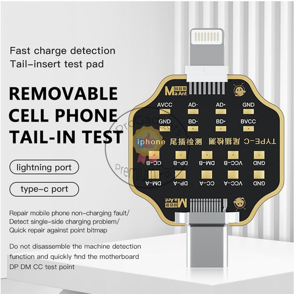 MaAnt Non-removal Phone Tail Plug Test Board Mechanic T-824 High Precision Digital Tail Insertion Tester for iPhone Huawei iPad