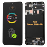 Replacement AMOLED Display Touch Screen With Frame for Samsung Galaxy A20 SM-A205F SM-A205