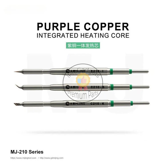 Mijing C210 Series Purple Copper Integrated Soldering Iron Tips Mobile Phone PCB Repair Soldering Iron Tips