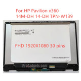 Replacement New Display For HP Pavilion X360 14-DH 14M-DH0001DX DH0003DX LCD Touch Screen Digitizer With Frame Assembly