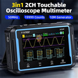 Fnirsi 2C53P Touch Screen Portable Digital Oscilloscope Multimeter Signal Generator 3In1 2 Channel 50Mhz 250Ms/S 19999 Counts