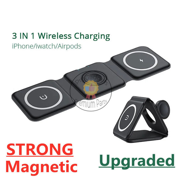 3 in 1 Magnetic Wireless Charger Pad Foldable for iPhone Apple Watch AirPods Fast Charging Dock Station