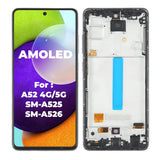 Pantalla táctil AMOLED de repuesto con ensamblaje de marco para Samsung Galaxy A52 4G 5G A525 A526 