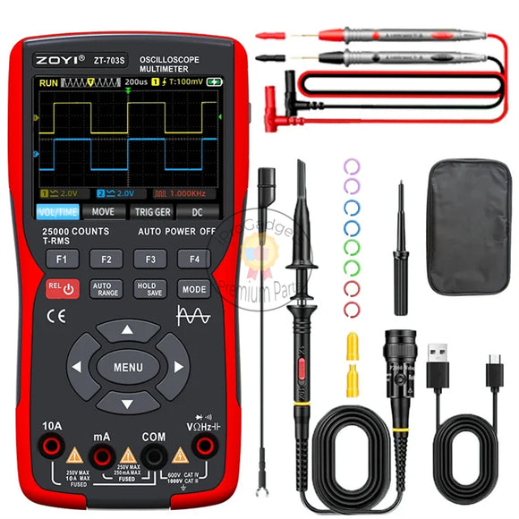 Zoyi Dual-Channel Oscilloscope ZT-703S Multifunction Multimeter Signal Generator 3-in-1 High Precision