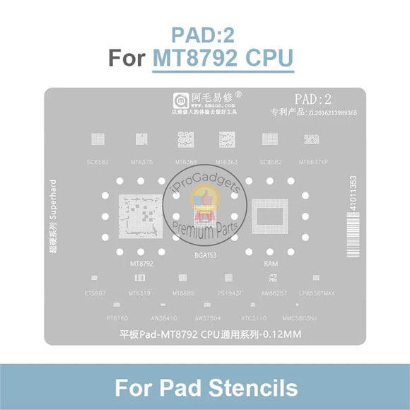 Amaoe Pad:2 0.12mm MT8792 CPU Comprehensive Series BGA Reballing Stencil