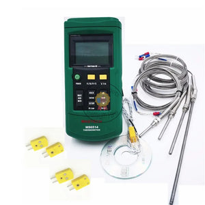 Mastic MS6514 Dual Channel Digital Thermometer + 30mm 50mm 100mm 200mm K-type Thermocouple Temperature Sensor Probe 2 Meter