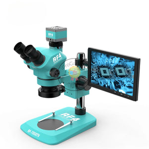 RF4 Trinocular HD Microscope 7-50X Continuous Zoom 2K Camera 10.1 Inch Monitor Electronic PCB Repair RF7050TV-2KC2-S010