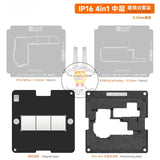 Amaoe IP16 4-in-1 0.12mm Motherboard Middle Layer BGA Reballing Stencil Platform Set for iPhone 16 Series