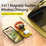 Wekome 3-in-1 Wireless Charger Magnetic Fast Charging Station with Mirror for iPhone 15 14 Pro Max Watch Airpods WP-U172