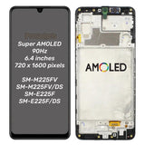 Replacement AMOLED Display Touch Screen With Frame For Samsung Galaxy M22 M225F F22 E225F