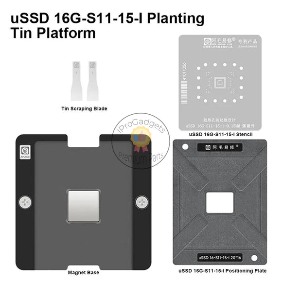 Amaoe 0.15mm Strong Magnetic BGA Reballing Stencil for USSD 16G-S11-15-I Heat Dissipation Planting Tin Steel Mesh Template