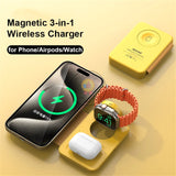 Wekome 3-in-1 Wireless Charger Magnetic Fast Charging Station with Mirror for iPhone 15 14 Pro Max Watch Airpods WP-U172