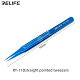 Relife RT-11D/RT- 15D Titanium Alloy Material Tweezers Maintenance Tools Precision Curved Straight Tweezers