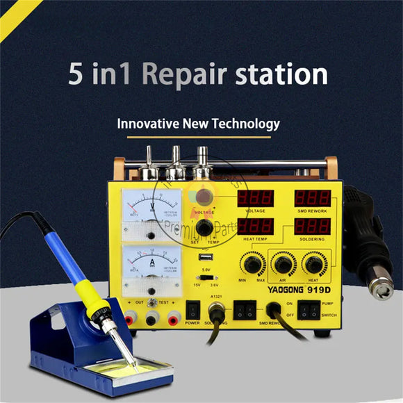 Yaogong 919D NEW 5 IN 1 Automatic Hot Air Gun SMD Soldering Station BGA Rework Desoldering Station for Mobile Phone Repair