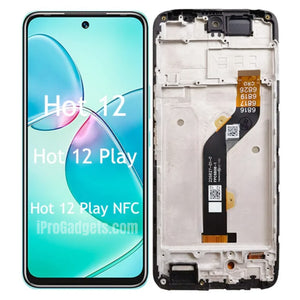 Replacement New Display With Frame for Infinix Hot 12 Play NFC X6816 X6817 X6816D LCD Touch Screen Digitizer Assembly