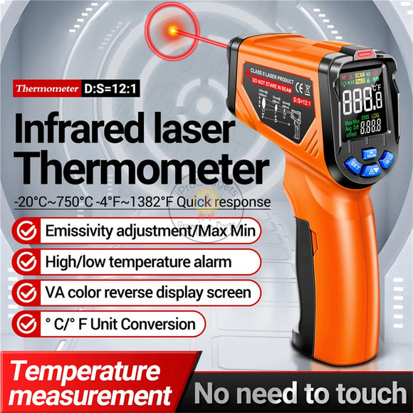 Aneng TH06 Infrared Temperature Gun VA Reverse Screen Thermometer 0.1~1.00 Adjustable Industrial Detector Sensor Instrument Tool