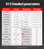 Aneng 613 Smart Multimeter Real-time Power-off Measuring Tester AC/DC Ammeter Voltmeter 4000 Count Digital Multimetro Test Tools
