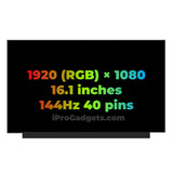 Replacement New Display N161HMA-GA1 N161HCA-GA1 16.1 Inch LCD Screen 144HZ 40Pins LED Monitor