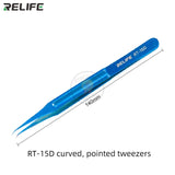 Relife RT-11D/RT- 15D Titanium Alloy Material Tweezers Maintenance Tools Precision Curved Straight Tweezers