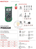 Mastech MS8268 Digital AC/DC Auto/Manual Range Digital Multimeter with hFE Data Hold Relative Measurement and Auto Power Off