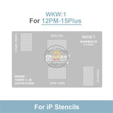 Amaoe WKW1-2 Green Oil Repair Digging Hole BGA Reballing Stencil for IP 12PM-15PM X-12P Planting IC Soldering Tin Steel Net