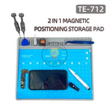 TE-712 Universal Silicone Mat Desktop Work Pad ESD Magnetic Repair Platform 2 IN1 for SMD BGA Soldering Station Repair Tools Pad