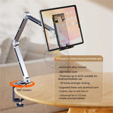 Long Arm Tablet Phone Holder Stand Aluminium Alloy 360 Rotation Folding Desktop Phone Holder Shooting Elongated Bed Holder