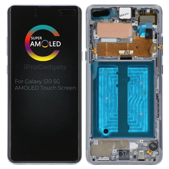 Reemplazo para SAMSUNG Galaxy S10 5G SM-G977U SM-G977N SM-G977B pantalla táctil SUPER AMOLED con montaje de marco