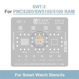 Amaoe SWT1-4 BGA Reballing Steel Mesh Stencil Template for Smart Watch SL8521E/MSM8909W SL8521E/RK3566 Solder Tin Net