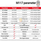 Aneng M117 Multimeter Smart Digital 4000-Count AC/DC Current Voltage Multimetro Professional Multifunction Tester Meter Tools