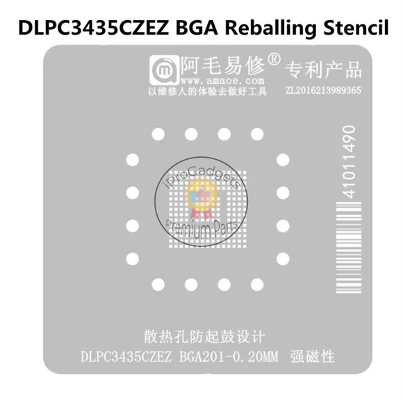 Amaoe Planting Tin Steel Mesh Template for DLPC3435CZEZ BGA201 0.12mm Strong Magnetic BGA Reballing Stencil Solder Tin Net