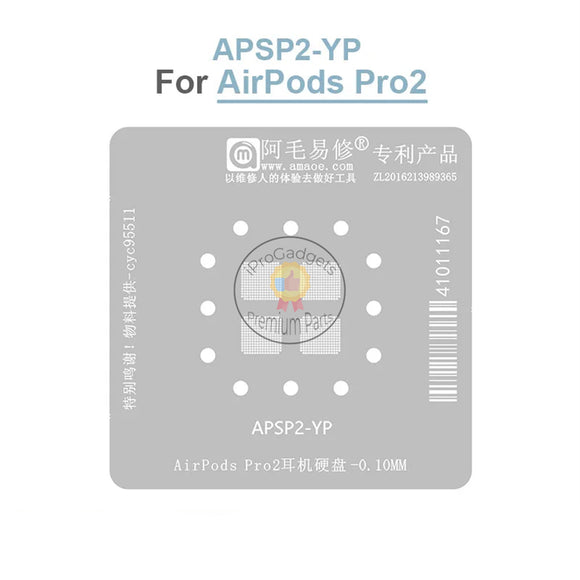 Amaoe BGA Reballing Stencil for AirPods Pro2 Earphone Hard Drive Repair Planting Tin Platform with Magnet Base Location Plate APSP2-YP