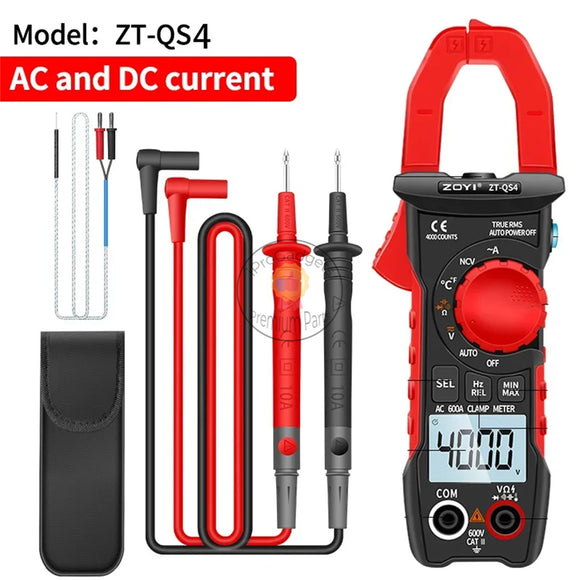 ZOYI ZT-QS4 6000 Counts True RMS Capacitance NCV Ohm Hz Transistor Digital Clamp Meters Multimeter 600A Tester AC/DC Current