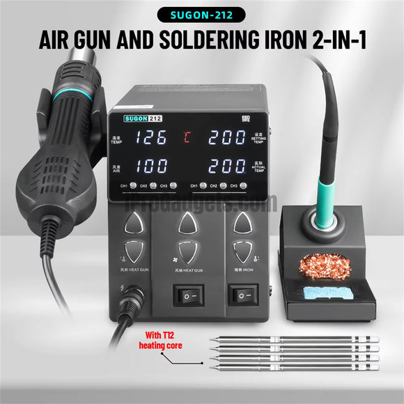 SUGON 212 760W 2-in-1 Soldering Station With T12 Soldering Iron Hot Air Gun High Power Mobile Phone Welding Repair Tools