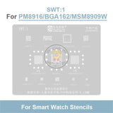 Amaoe SWT1-4 BGA Reballing Steel Mesh Stencil Template for Smart Watch SL8521E/MSM8909W SL8521E/RK3566 Solder Tin Net