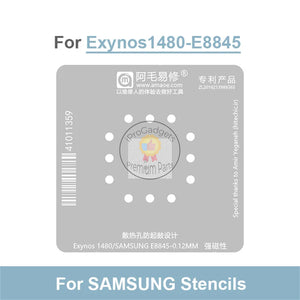 Amaoe Exynos1480 Strong Magnetic BGA Reballing Stencil for SAMSUNG E8845 0.12mm CPU Repair Planting Tin Steel Mesh Template