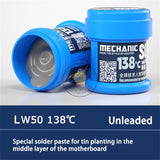 Mechanic Special Solder Paste LW50 ZC50 ZW50 GW50 for Motherboard Chip CPU Planting Tin Repair Solder Flux 138℃/158℃/183℃/217℃