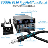 SUGON 8620DX PRO 1300W Hot Air Rework Station Microcomputer Temperature Control BGA Rework Station Welding Repair Curved Nozzle