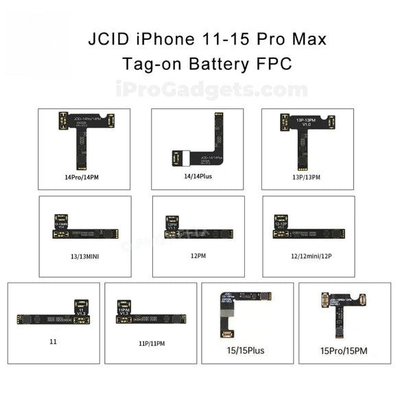 JC JDID Tag-On External Battery Repair FPC Flex Cable For iPhone 11 12 13 14 15 Pro Max Series