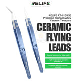 Relife RT-11E/RT-15E Precision Titanium Alloy Anti-static Ceramic Tweezers for Mobile Phone Maintenance Tools