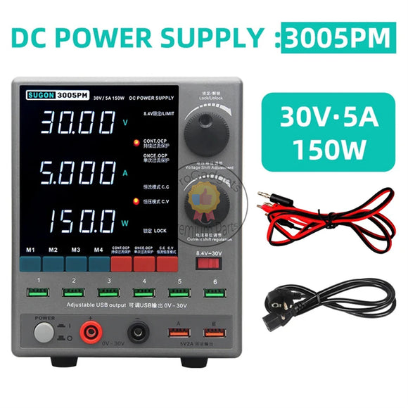 Sugon 3005PM Adjustable Digital 30V 5A 4-Digits Display LED Laboratory Testing Dc Bench Stabilized Power Supply