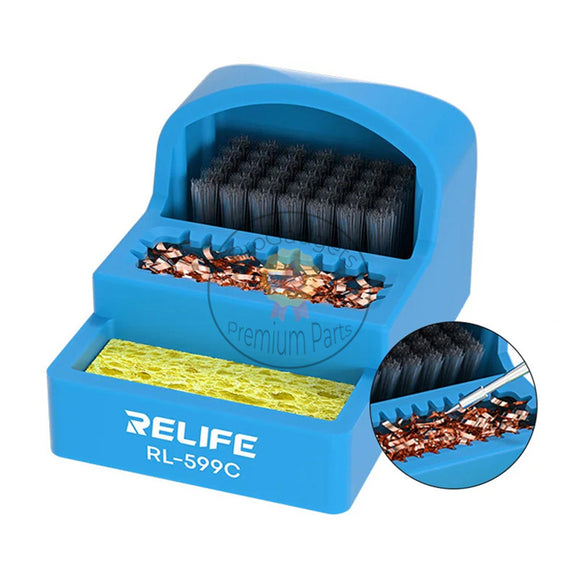 RELIFE RL-599C Caja de eliminación de estaño para limpiador de puntas de soldador 3 en 1