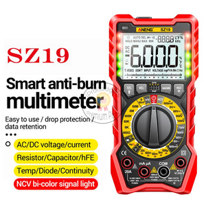 Aneng SZ19 6000 Counts Digital Multimeter True RMS AC/DC Voltage Current Meter Ohm Hz Capacitance NCV Detector Analog Tester